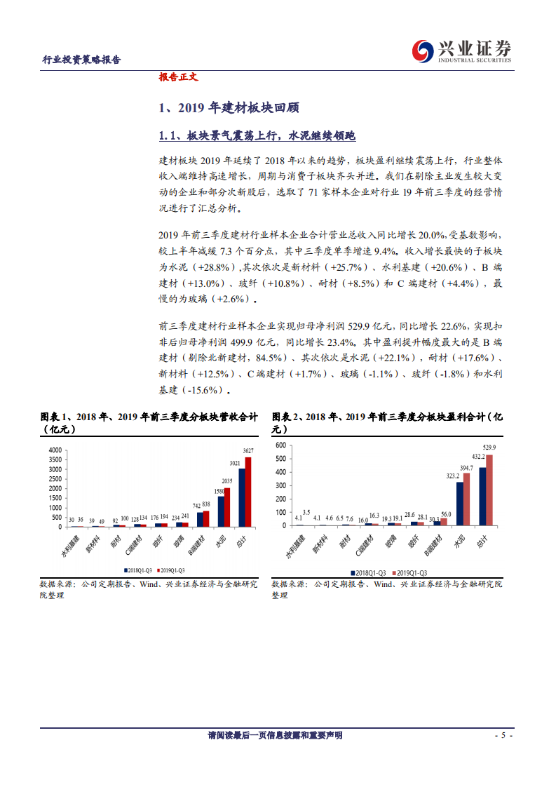 非金属建材行业2020年投资策略：竣工板块迎业绩高增期，关注北方水泥弹性-191110.pdf 第5页