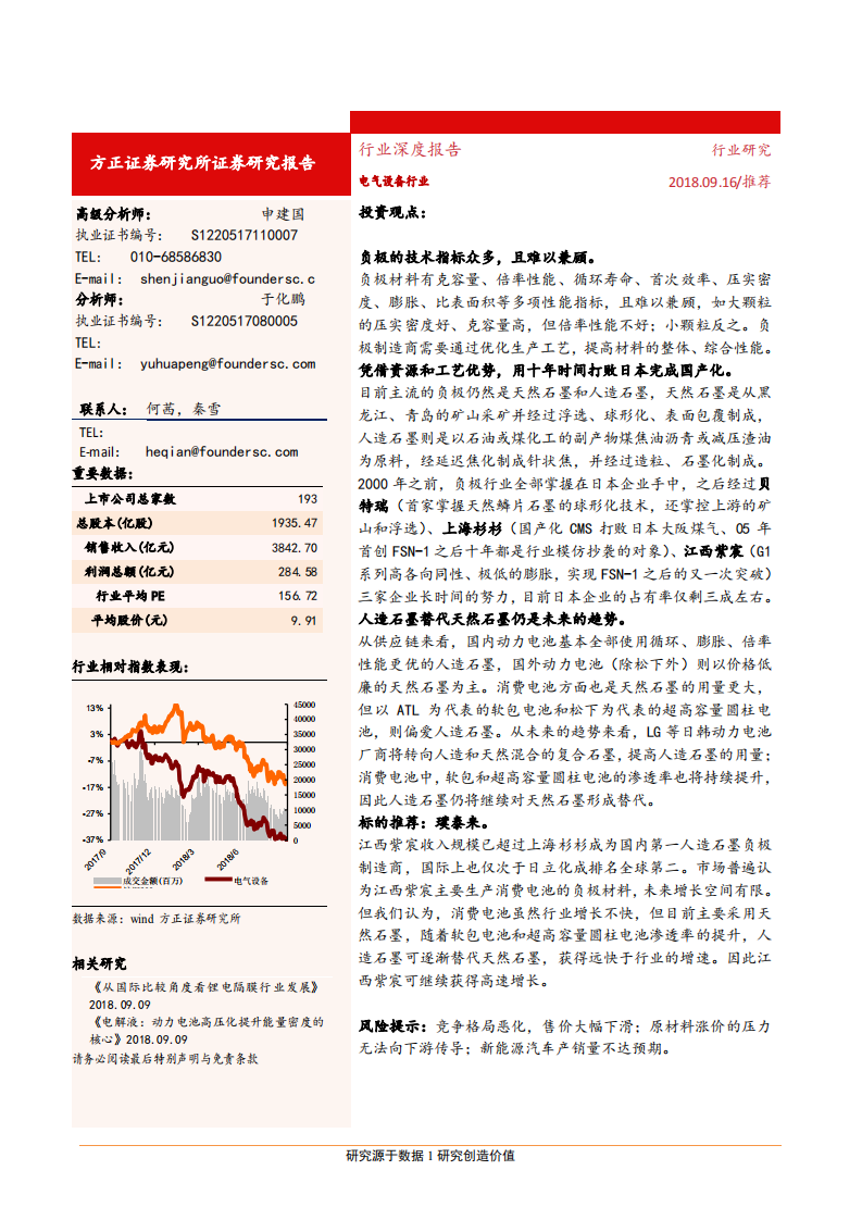 电气设备行业深度报告：锂电负极材料二十年复盘与展望-180916.pdf 第1页