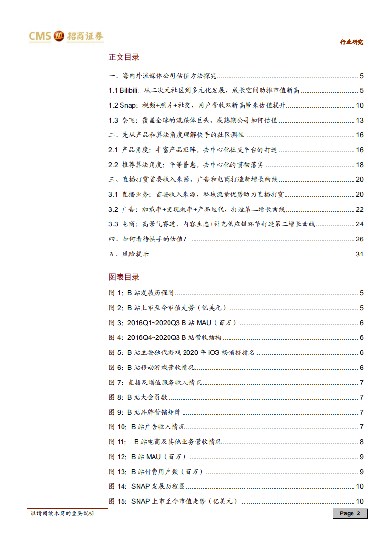 短视频行业深度报告（二）：海内外流媒体对比下，探究快手估值方法-210204.pdf 第2页