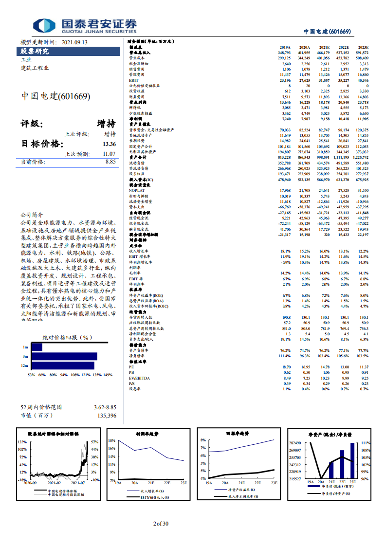中国电建-构建新能源为主新型电力系统，卡位独占领先优势仍待重估-210913.pdf 第2页