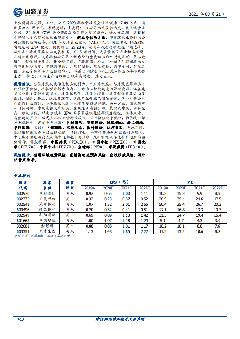 建筑装饰行业：建筑板块估值极具吸引力，产业升级龙头与建筑蓝筹均具有较强配置价值-210321.pdf 第3页