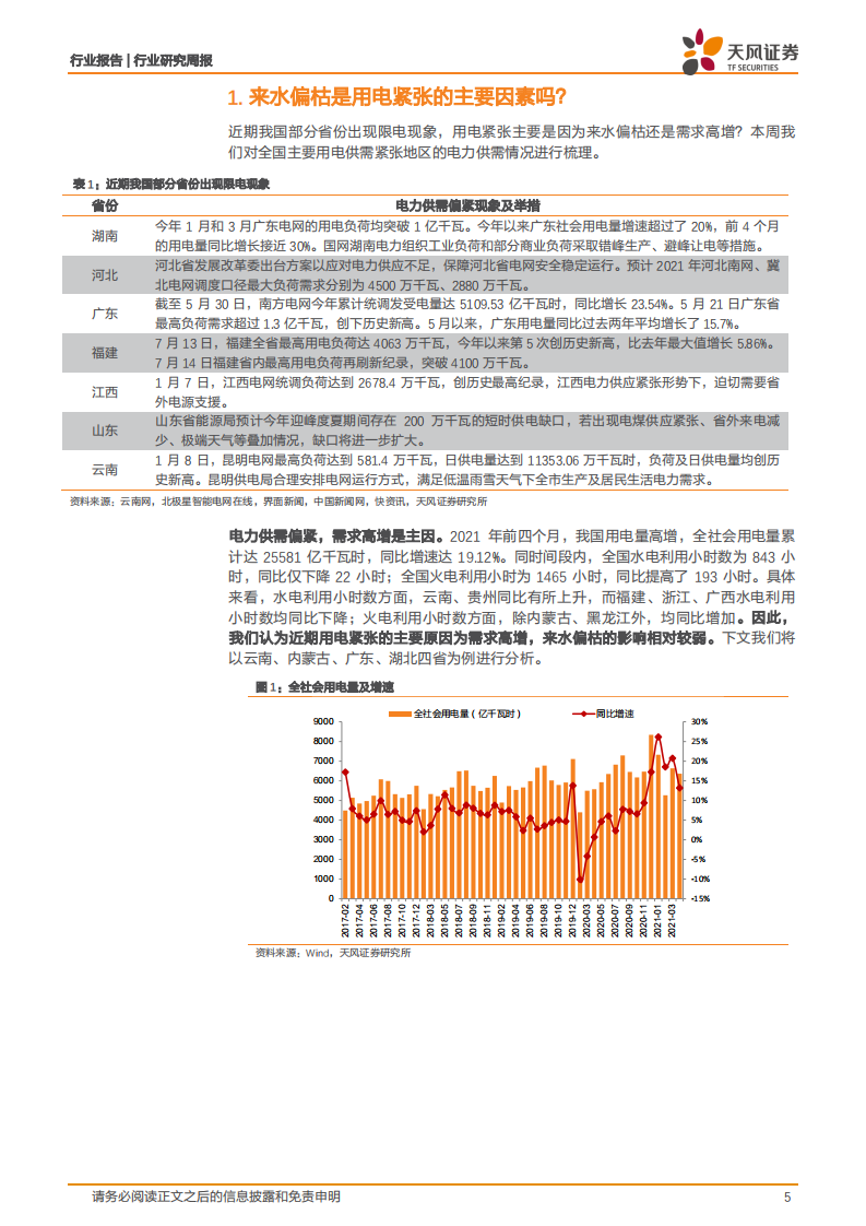 公用事业行业：来水偏枯是用电紧张的主要因素吗？-210607.pdf 第5页