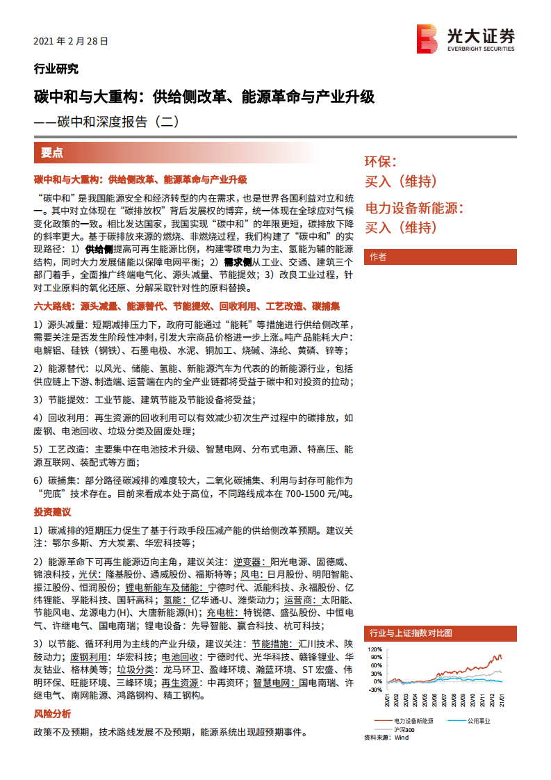 环保、电力设备新能源行业碳中和深度报告（二）：碳中和与大重构，供给侧改革、能源革命与产业升级-210228.pdf 第1页