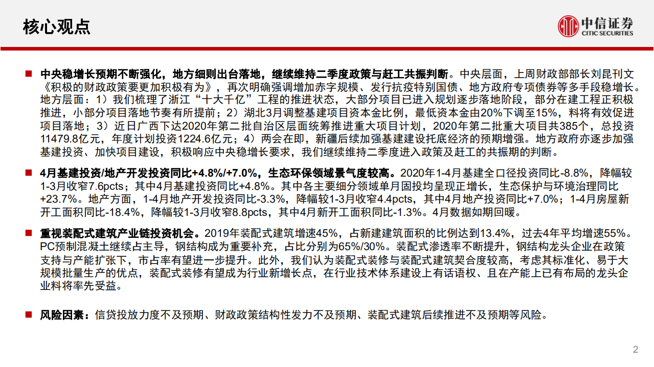 建筑行业：行业数据如期回暖，稳增长预期进一步强化-200518.pdf 第2页