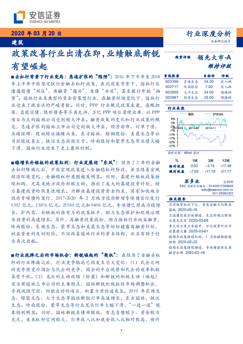 建筑行业：政策改善行业出清在即，业绩触底新锐有望崛起-200320.pdf 第1页