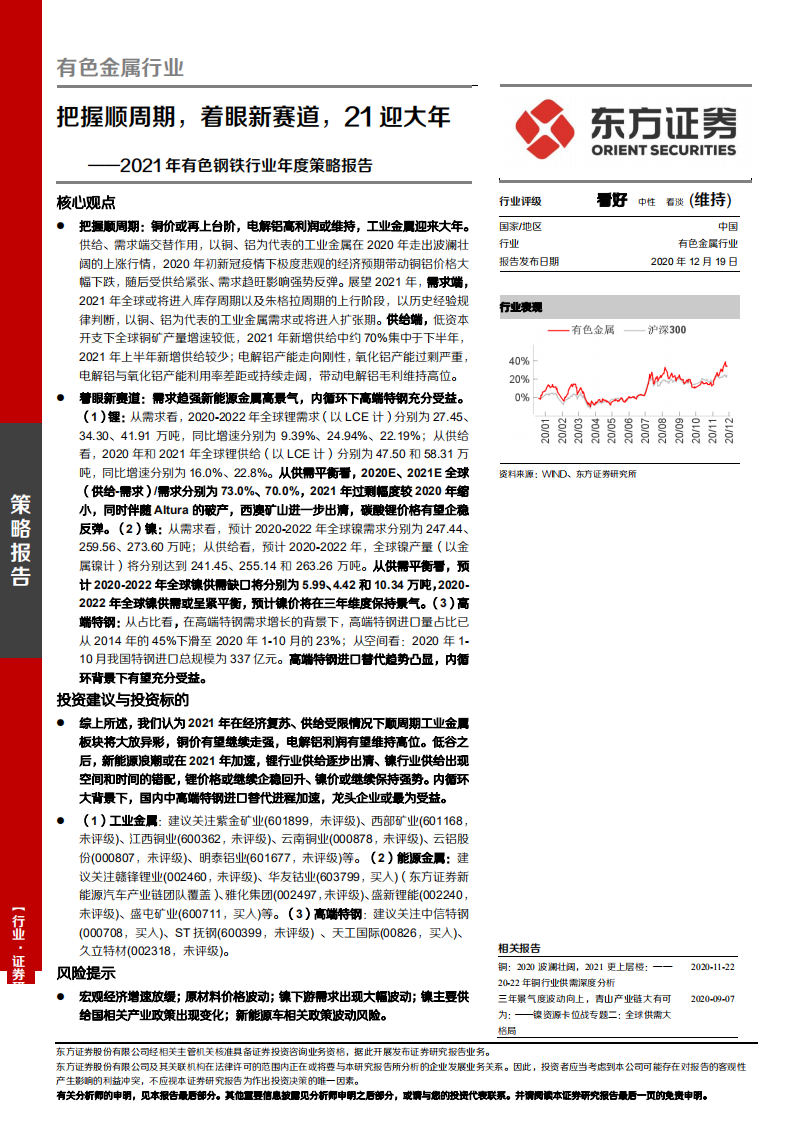 2021年有色钢铁行业年度策略报告：把握顺周期，着眼新赛道，21迎大年-20201219.pdf 第1页