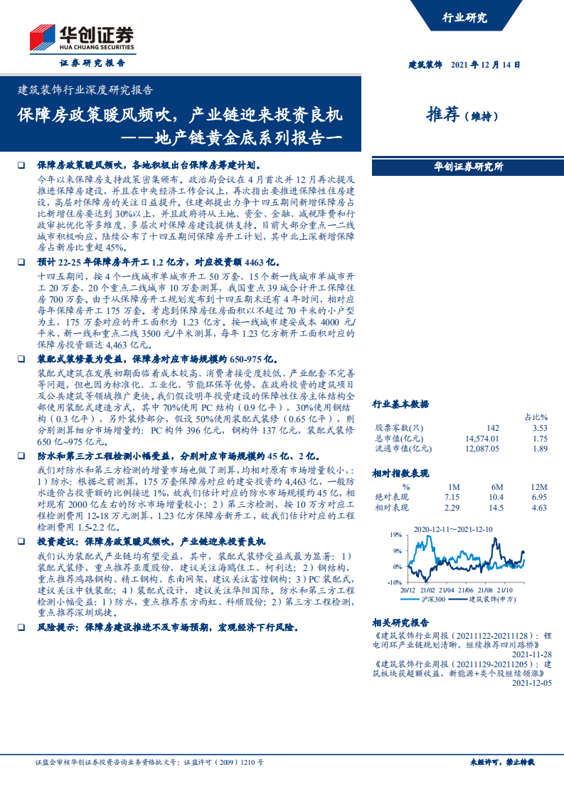 建筑装饰行业深度研究报告：地产链黄金底系列报告一，保障房政策暖风频吹，产业链迎来投资良机-211214.pdf 第1页