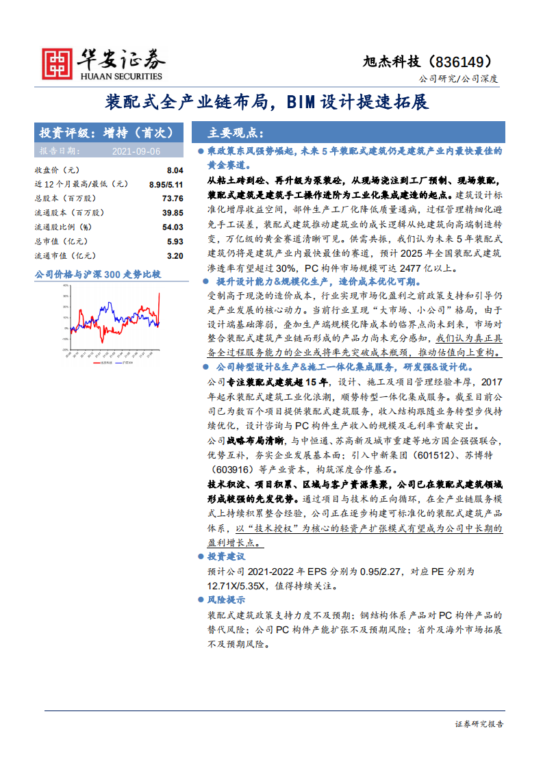 旭杰科技-装配式全产业链布局，BIM设计提速拓展-210906.pdf 第1页