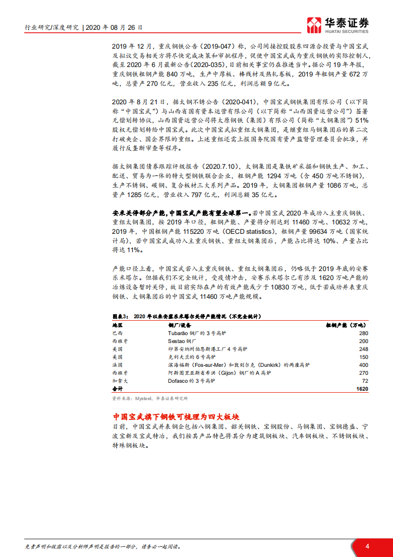 中国钢铁行业兼并重组进行时：宝武变局，短期仍难优化竞争秩序-20200826.pdf 第4页