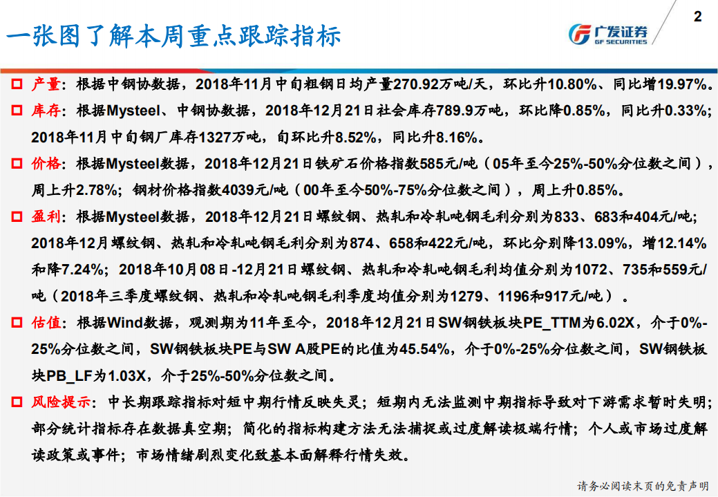 钢铁行业：产量、库存、价格、盈利与估值-181224.pdf 第2页