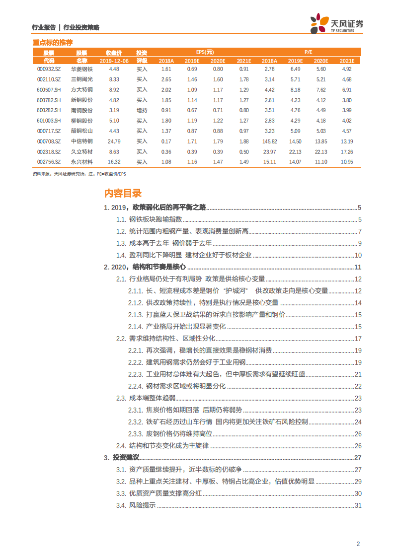钢铁行业2020年度策略：结构重于总量，节奏大于趋势-191208.pdf 第2页