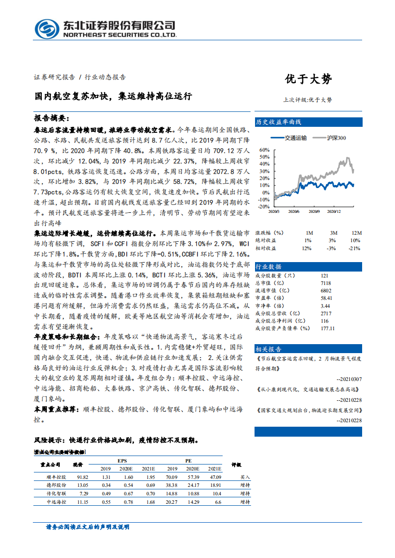 交通运输行业：国内航空复苏加快，集运维持高位运行-210315.pdf 第1页