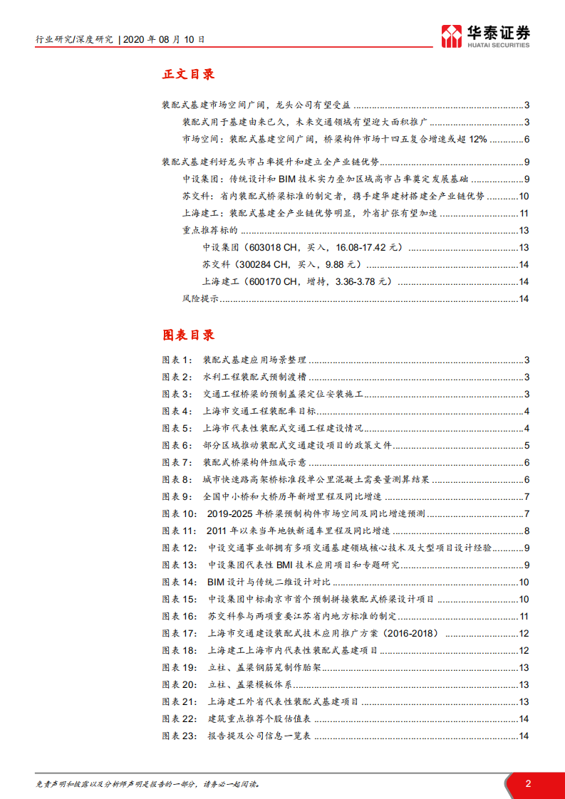 建筑行业装配式建筑产业链系列研究之四： 装配式基建推荐设计与地方龙头-20200810.pdf 第2页