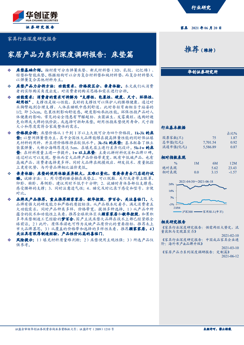 家具行业深度研究报告：家居产品力系列深度调研报告，床垫篇-210620.pdf 第1页