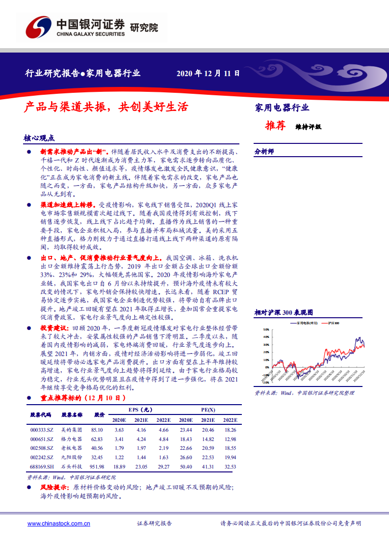 家用电器行业：产品与渠道共振，共创美好生活-2020201211.pdf 第1页