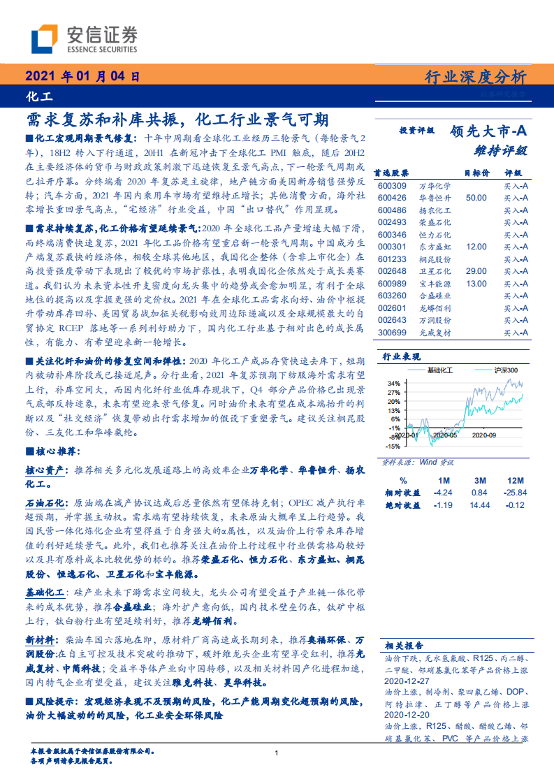 化工行业：需求复苏和补库共振，化工行业景气可期-20210104.pdf 第1页