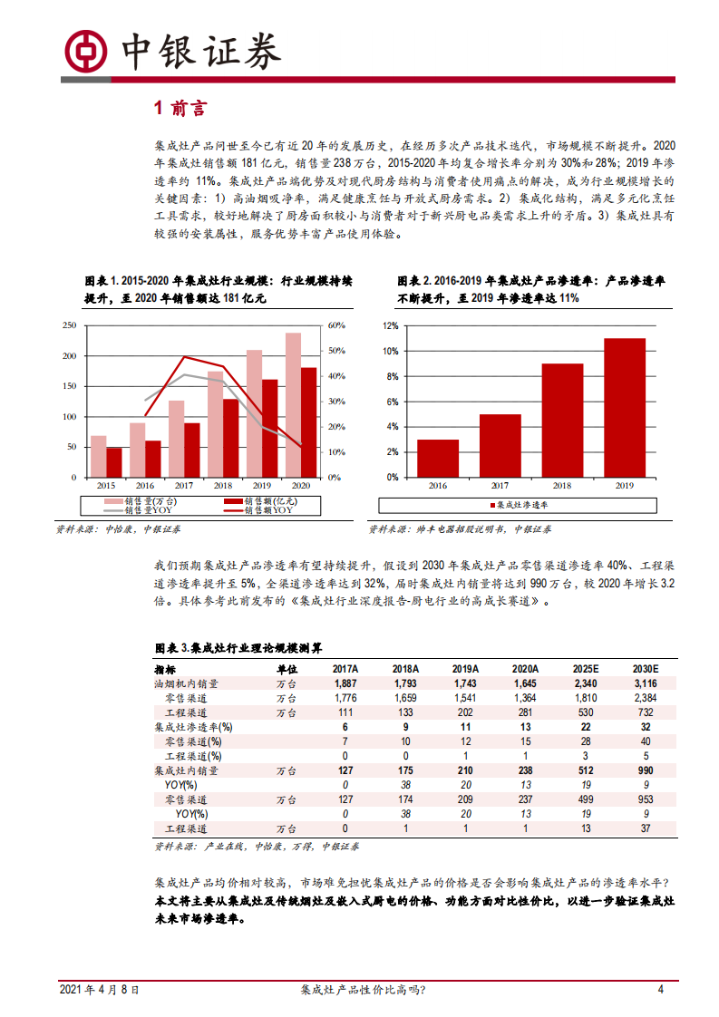 家用电器行业点评：集成灶、传统烟灶+嵌入式厨电价格及性能比较，集成灶产品性价比高吗？-210408.pdf 第4页