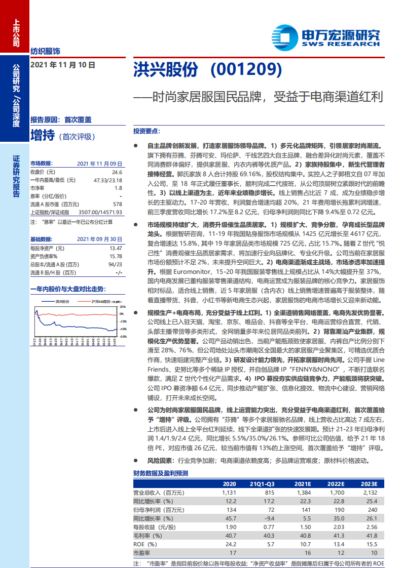 洪兴股份-时尚家居服国民品牌，受益于电商渠道红利-211110.pdf 第1页