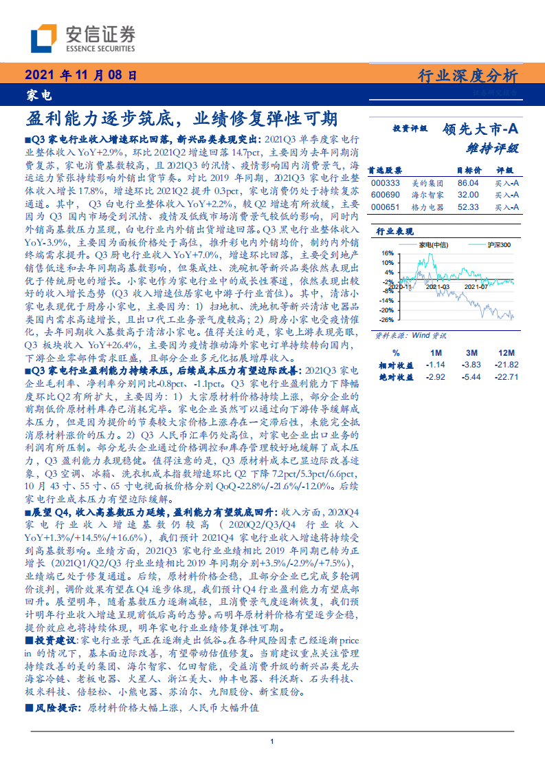 家电行业：盈利能力逐步筑底，业绩修复弹性可期-211108.pdf 第1页