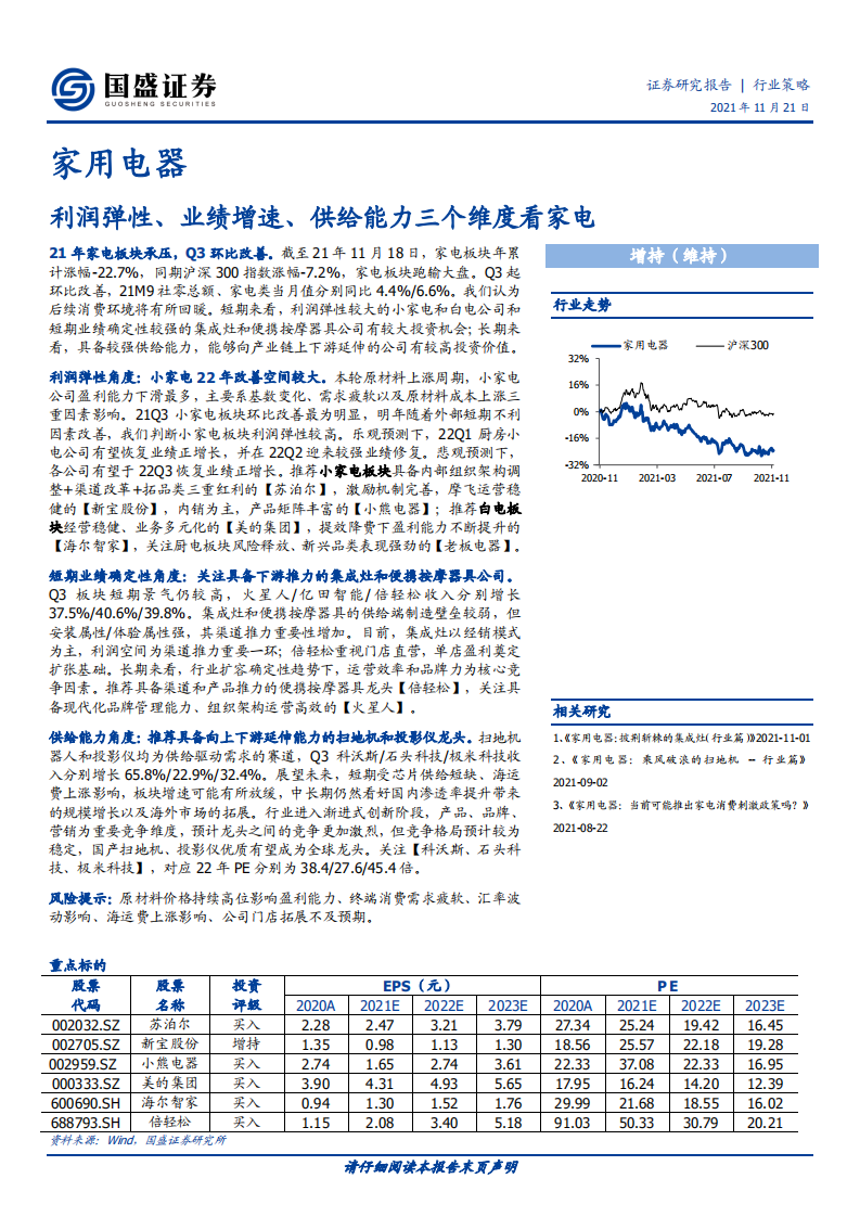 家用电器行业：利润弹性、业绩增速、供给能力三个维度看家电-211121.pdf 第1页