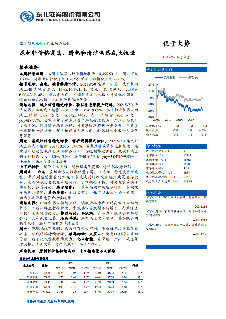 家用电器行业：原材料价格震荡，厨电和清洁电器成长性强-211219.pdf 第1页