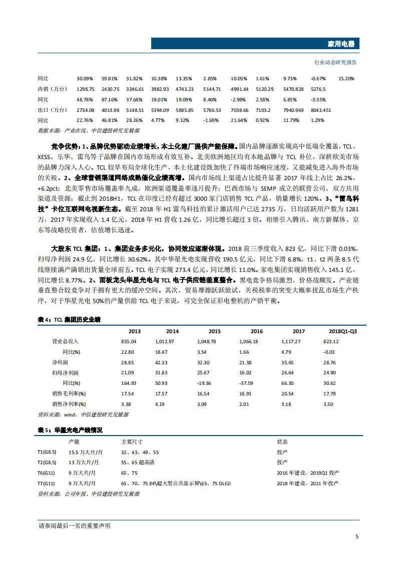 家用电器行业动态：&ldquo;双十一&rdquo;彩电单周销量下滑，看好龙头TCL电子海外市场表现-181119.pdf 第6页