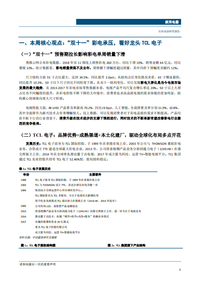 家用电器行业动态：&ldquo;双十一&rdquo;彩电单周销量下滑，看好龙头TCL电子海外市场表现-181119.pdf 第4页