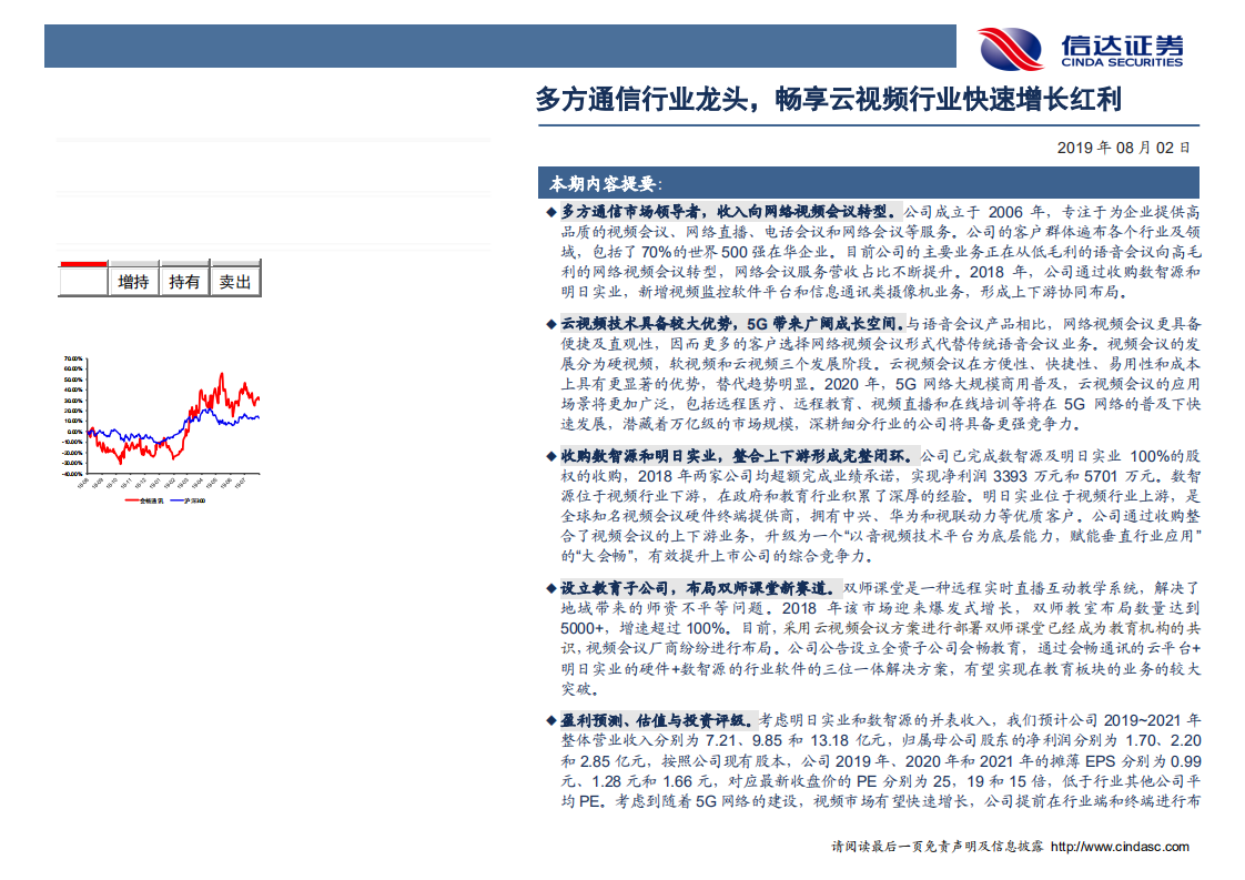 会畅通讯-深度报告：多方通信行业龙头，畅享云视频行业快速增长红利-190802.pdf 第2页