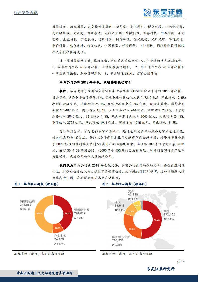 通信：行业华为年报显强势业绩，中兴通讯重回正轨.pdf 第5页