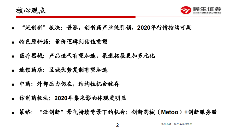 关注&ldquo;泛创新&rdquo;景气持续的医药投资机会暨医药生物行业2020年投资策略：新医药，追本溯源-191105.pdf 第2页