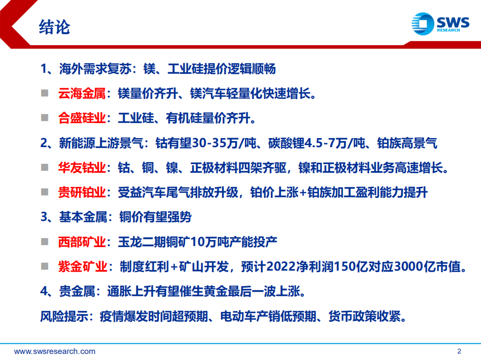 2021年有色金属行业投资策略：看好镁硅铂上涨，钴锂复苏，铜价强势-20201116.pdf 第2页