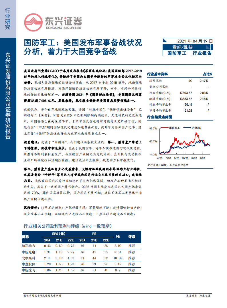 防军工行业：美国发布军事备战状况分析，着力于大国竞争备战-210419.pdf 第1页