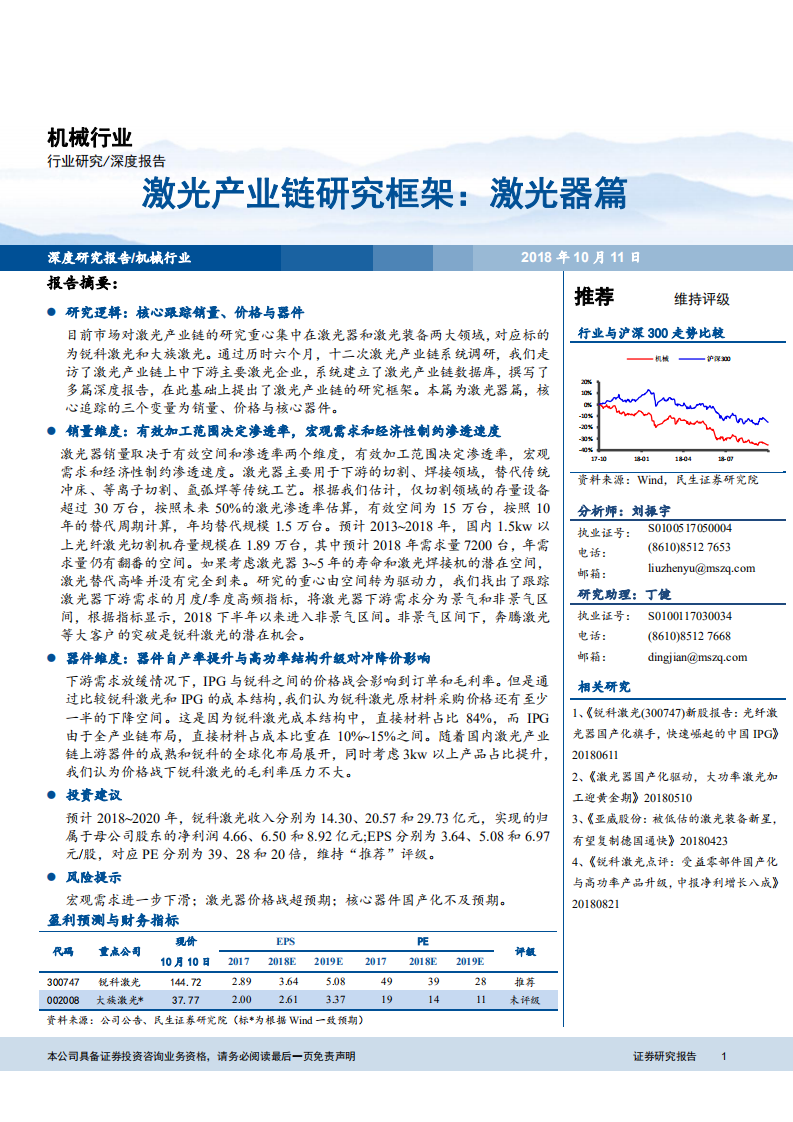 20181011-机械行业：激光产业链研究框架，激光器篇.pdf 第1页