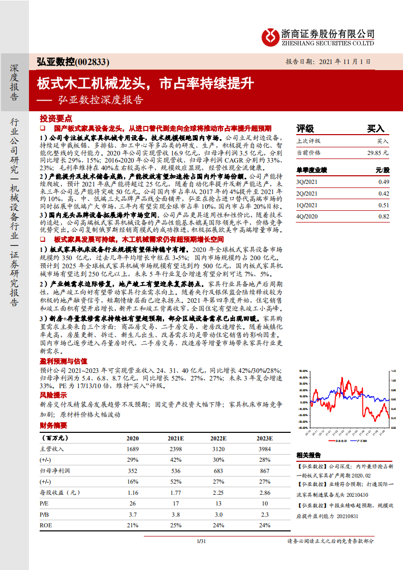 弘亚数控-深度报告：板式木工机械龙头，市占率持续提升-211101.pdf 第1页