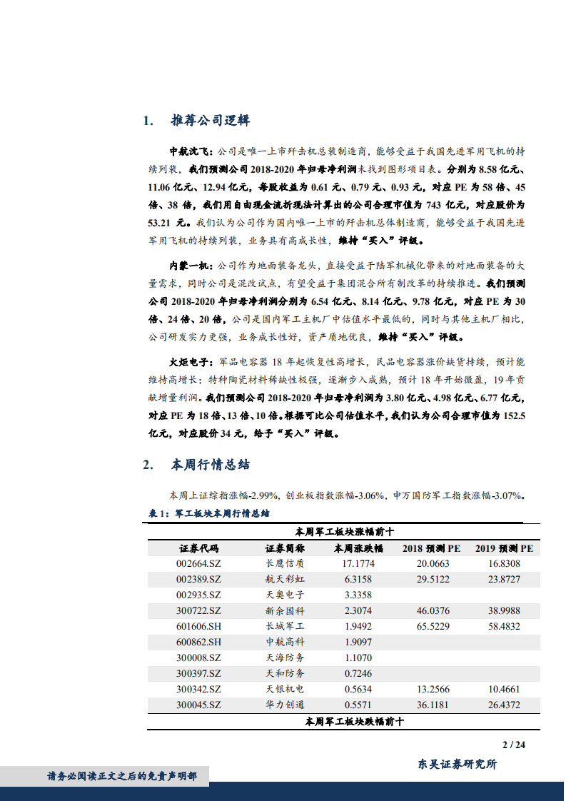 国防军工行业：景气度不断验证，持续看好军工板块-181221.pdf 第2页