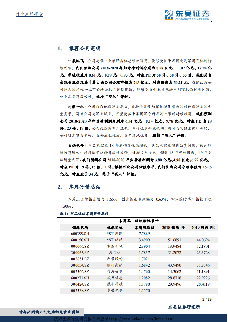 国防军工行业：景气确定，看好军工板块配置价值-190119.pdf 第2页