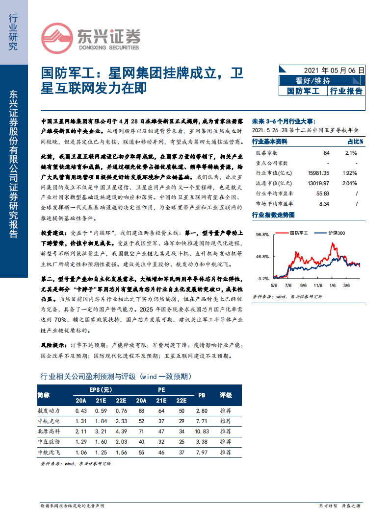 国防军工行业：星网集团挂牌成立，卫星互联网发力在即-210506.pdf 第1页
