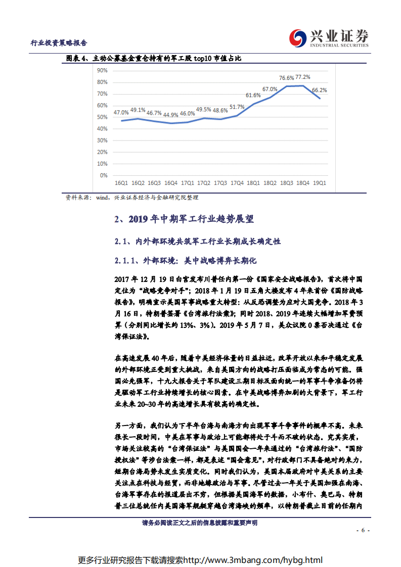国防军工行业2019年中期投资策略：长期成长确定优选军工白马，自主可控转化关注细分龙头-190612.pdf 第6页
