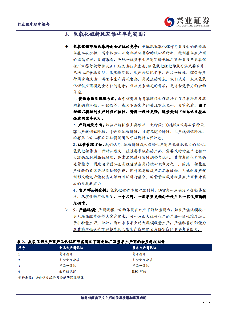 金属非金属新材料行业氢氧化锂系列报告之三：新兴力量，谁将率先突出重围？-20200811.pdf 第6页