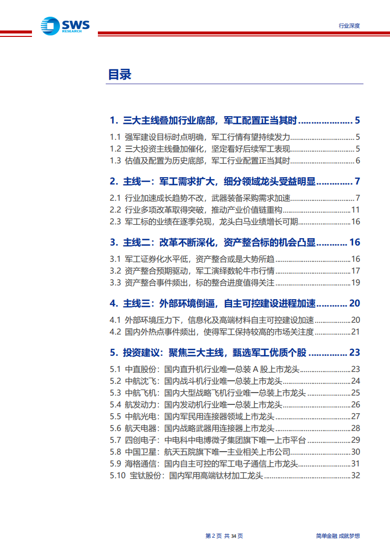 国防军工行业策略思考之三：聚焦&ldquo;业绩改善+资产整合+自主可控&rdquo;三大主线，军工龙头配置正当时-190829.pdf 第2页