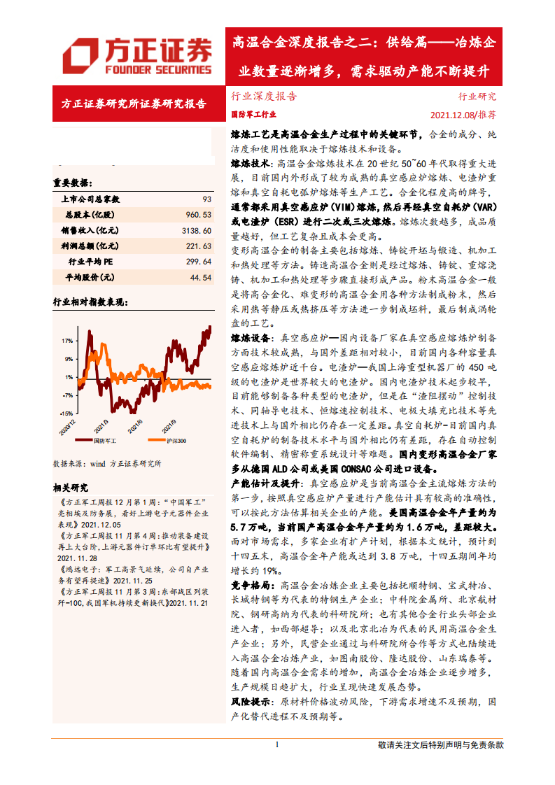 国防军工行业高温合金深度报告之二：供给篇-冶炼企业数量逐渐增多，需求驱动产能不断提升-20211208.pdf 第1页
