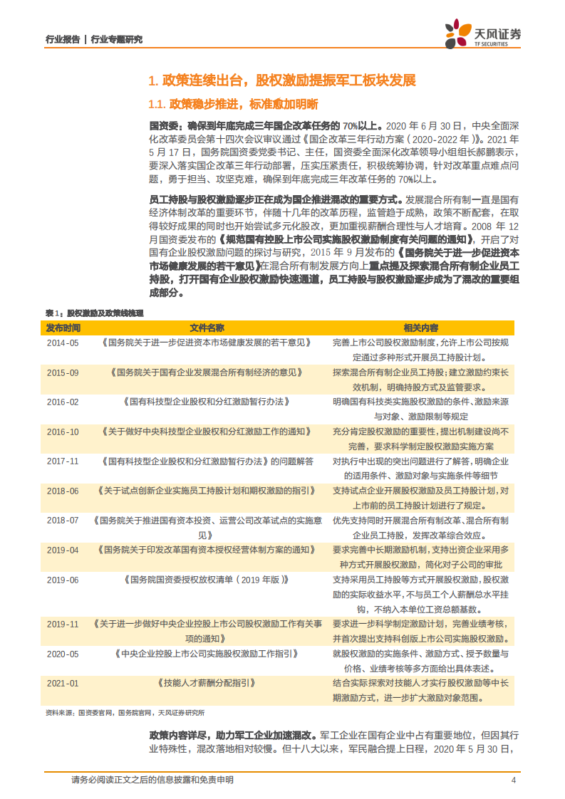 国防军工行业专题研究：步入股权激励深水区，收益确定度超90%，激励推动景气红利释放-210605.pdf 第4页
