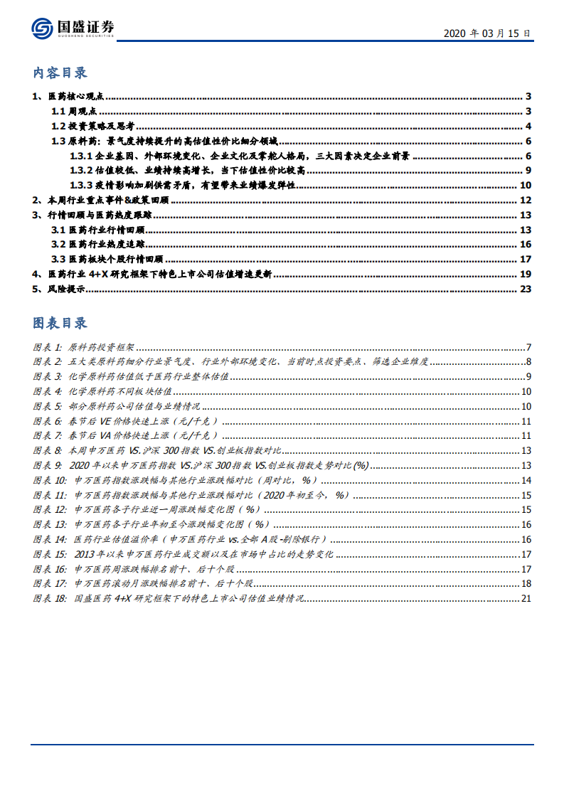 医药生物行业：3句话强调重视医药配置；探讨原料药行业高景气及投资框架-200315.pdf 第2页