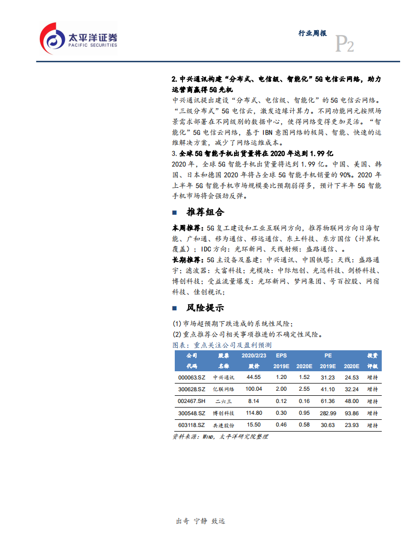 通信行业：5G投资率先恢复，5G+工业互联网将加速落地-200223.pdf 第2页