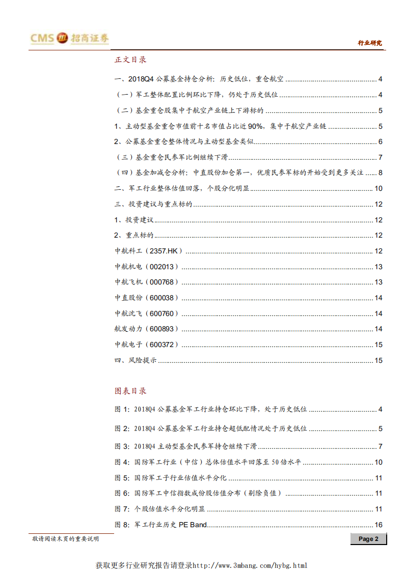 军工行业2018Q4公募基金军工持仓分析：军工整体配置比例仍低，主动型基金重仓航空产业链-190220.pdf 第2页