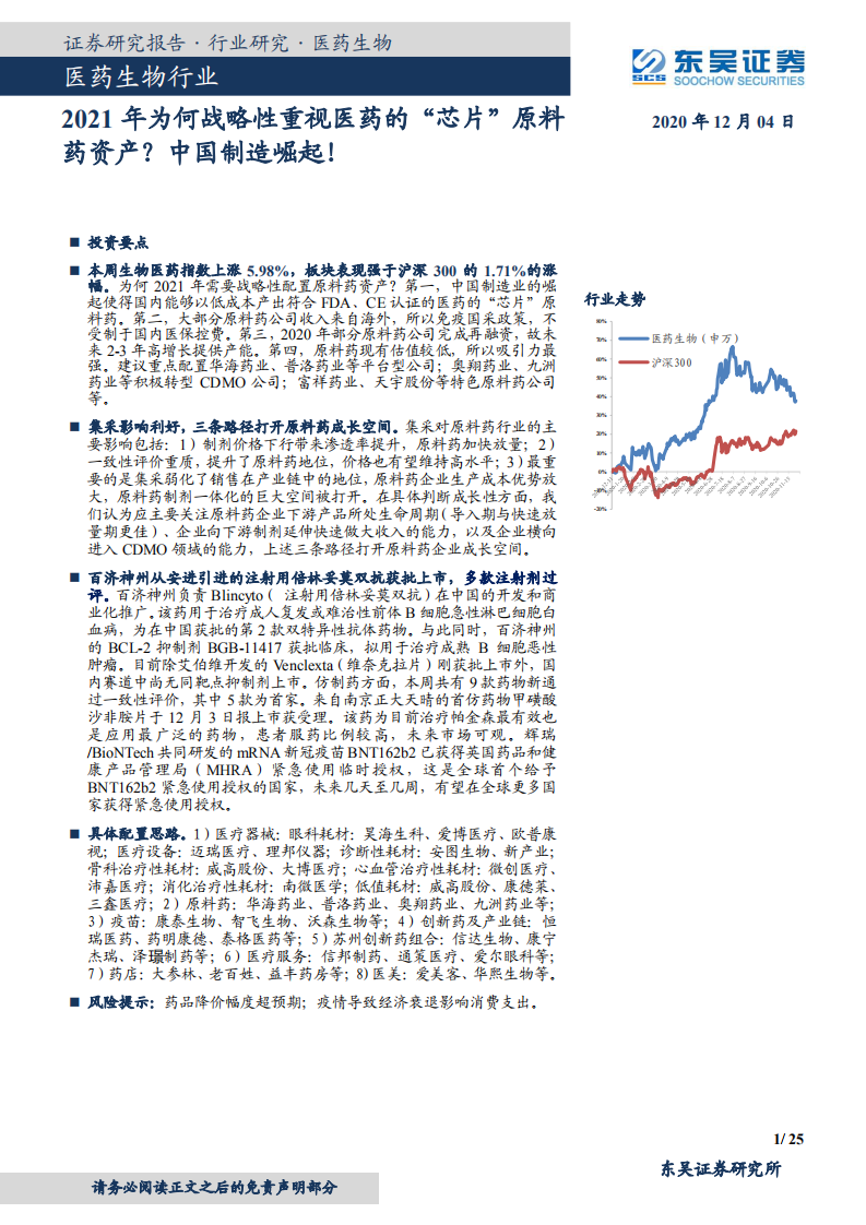 医药生物行业：2021年为何战略性重视医药的&ldquo;芯片&rdquo;原料药资产？中国制造崛起！-20201204.pdf 第1页