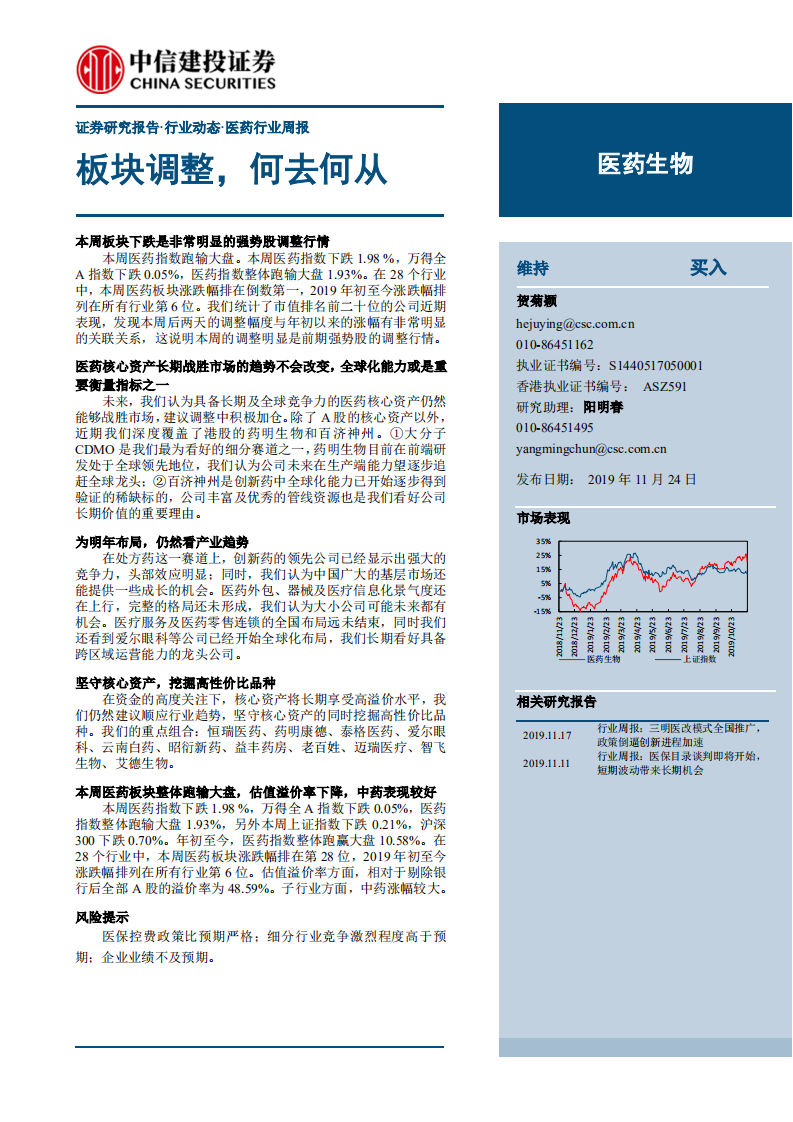 医药生物行业：板块调整，何去何从-191124.pdf 第1页