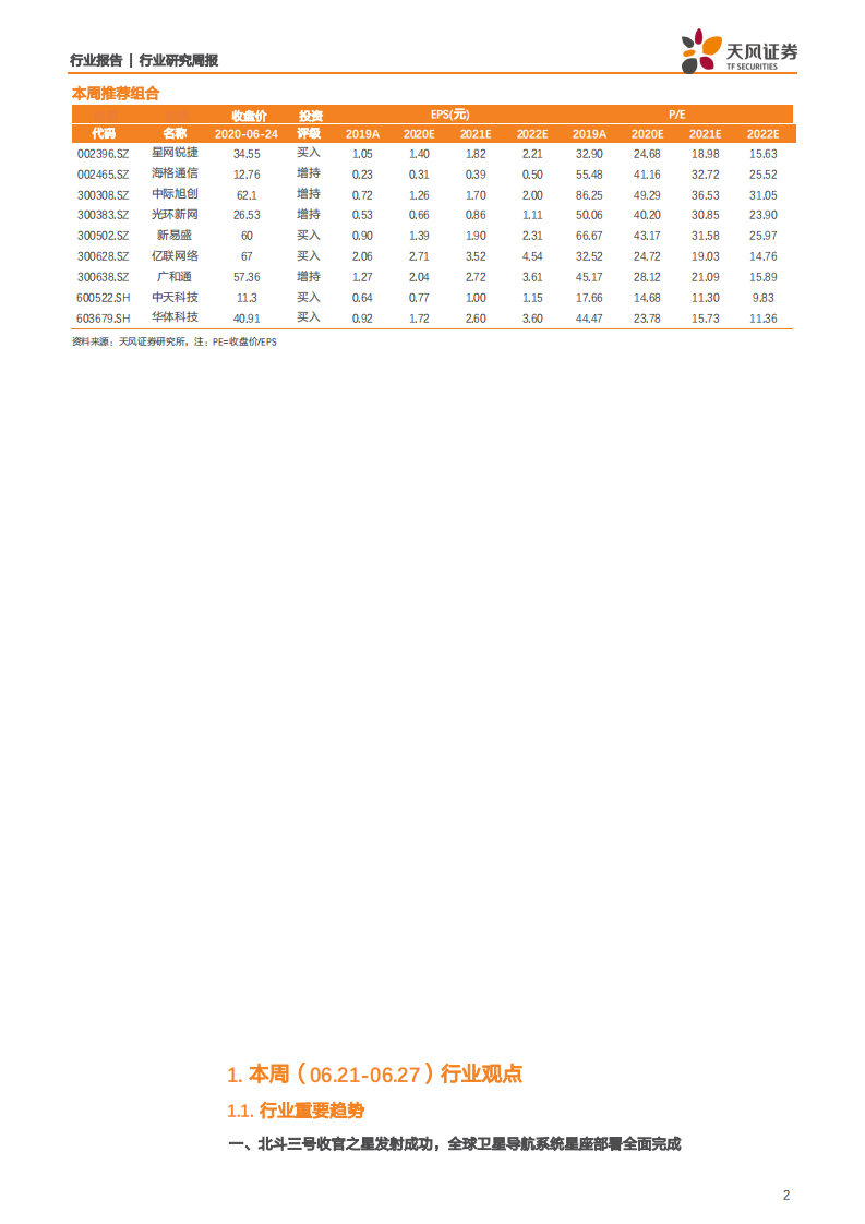 通信行业：北斗三号收官之星发射成功，5G用户快速增长关注网络建设产业链-200628.pdf 第2页