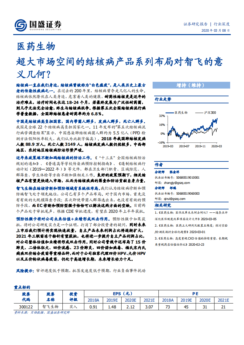医药生物行业：超大市场空间的结核病产品系列布局对智飞的意义几何？-200308.pdf 第1页