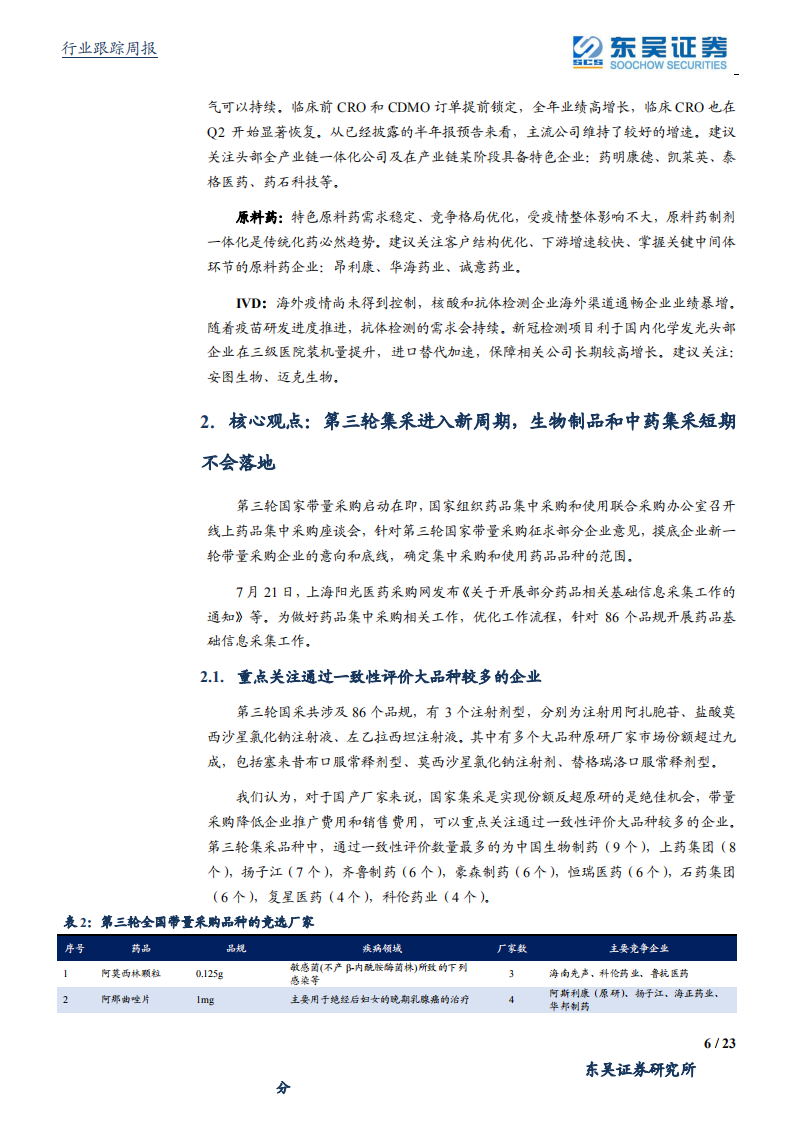 医药生物行业：第三轮药品集采，对医药行情影响有限-20200727.pdf 第6页